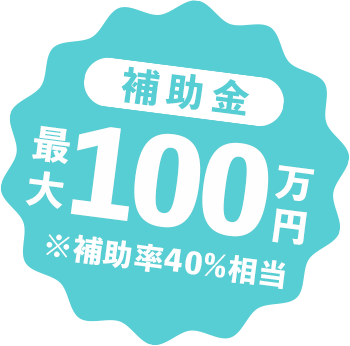 補助金最大100万円　※補助率40%相当